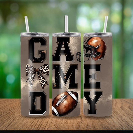 Game Day Leopard Football Tumbler